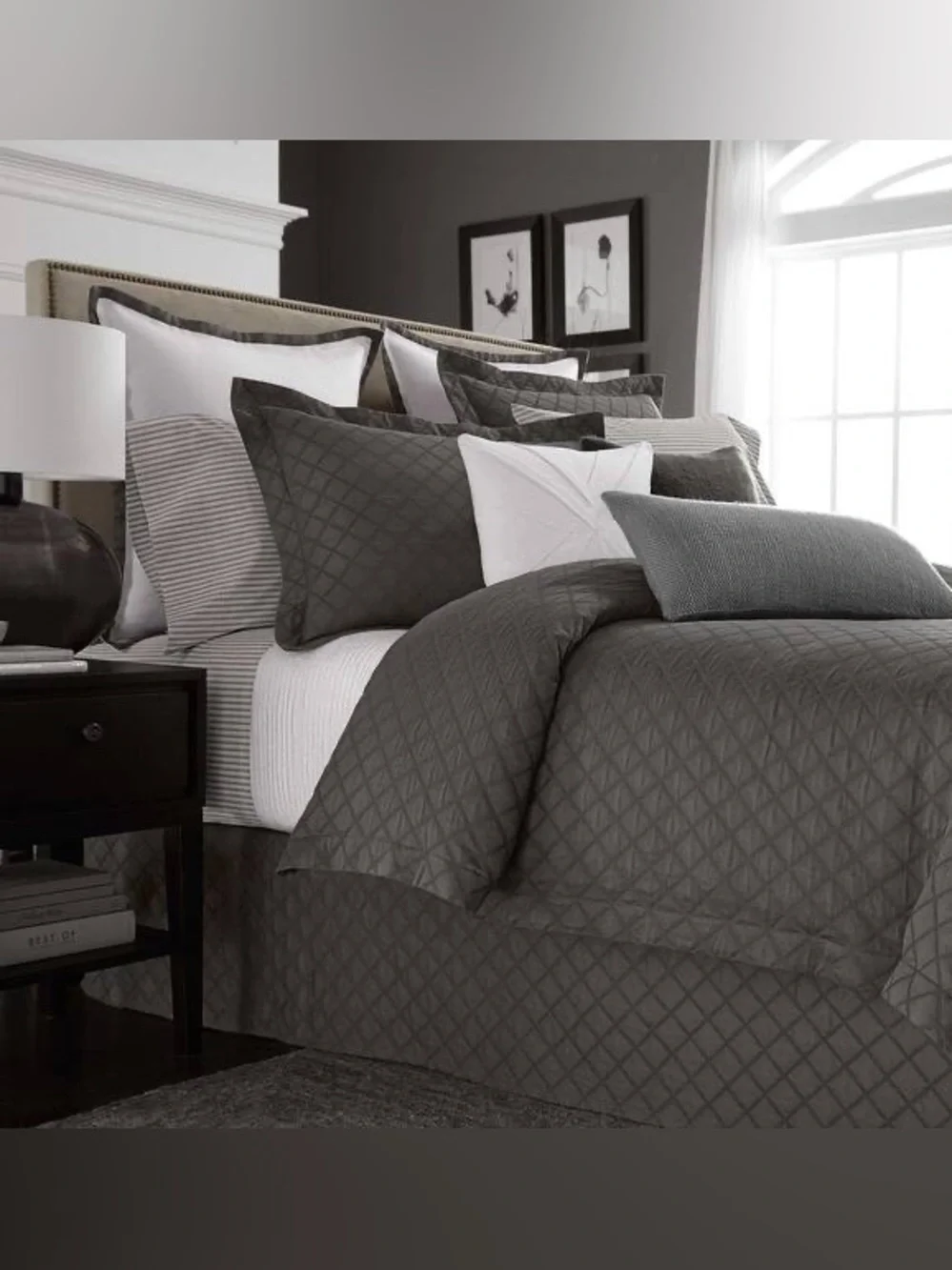 Wamsutta Beekman King Size Duvet Cover In “Smoke”